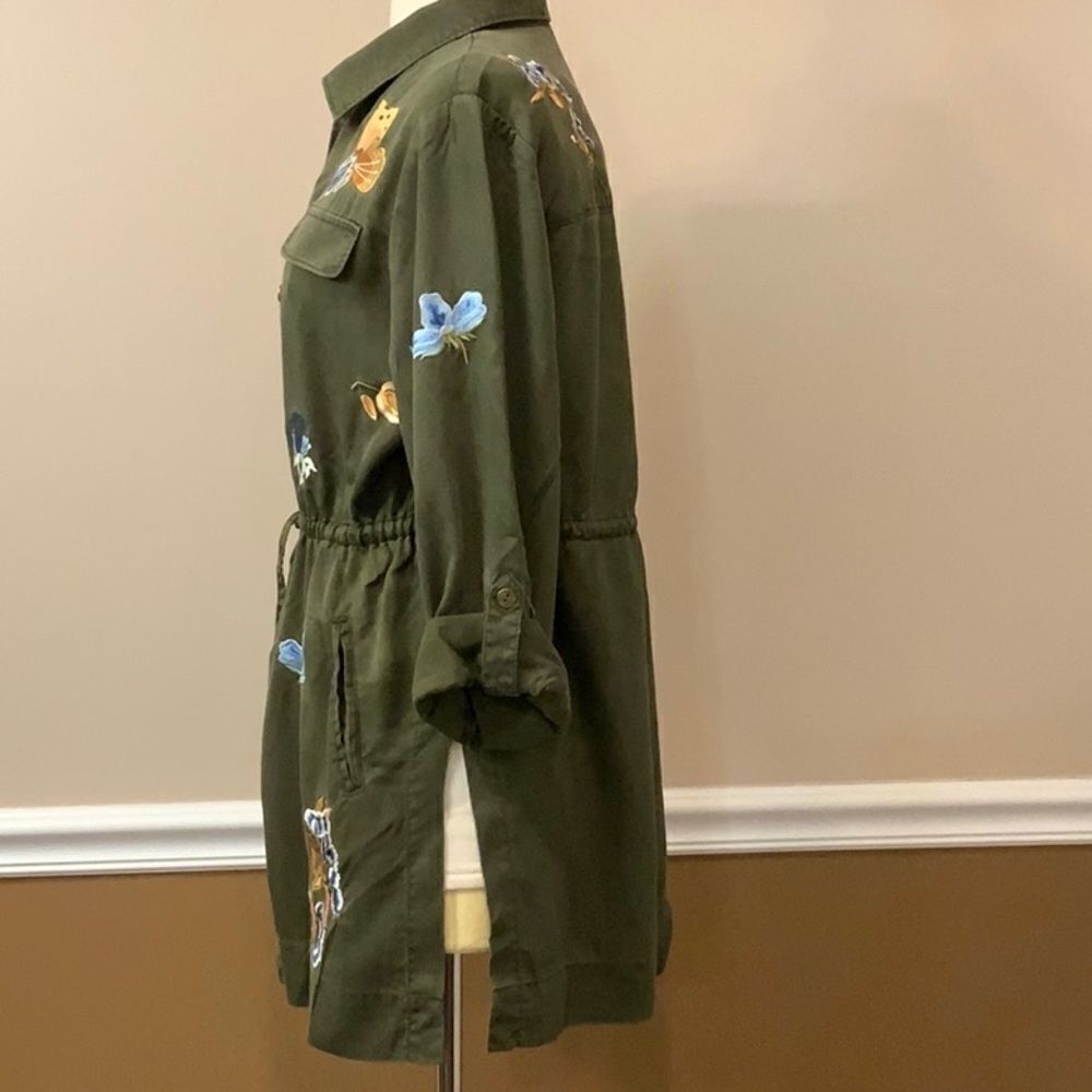 Chico’s Playful Floral Embroidered Anorak Green Jacket MP Medium Petite - Picture 8 of 14